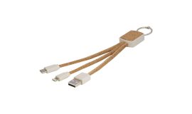 Hatex Weizenstroh und Kork 3-in-1 Ladekabel
